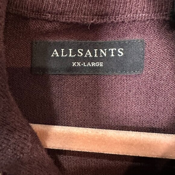 Allsaints Raven Quarter 1\4 Half Zip Sweatshirt Size XXL Maroon Oxblood Red - Picture 5 of 11